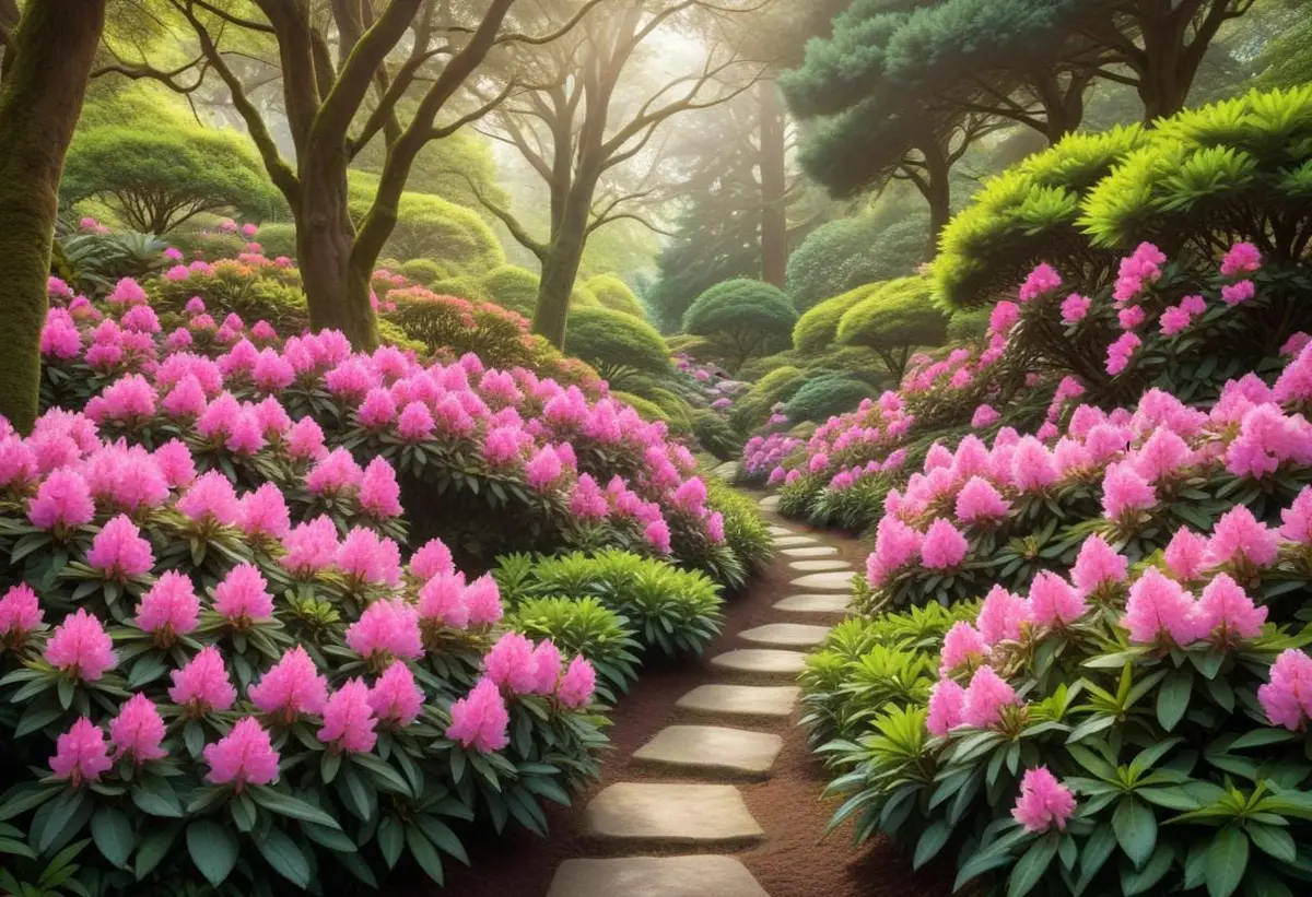 Rhododendron – busken som förgyller din trädgård illustration